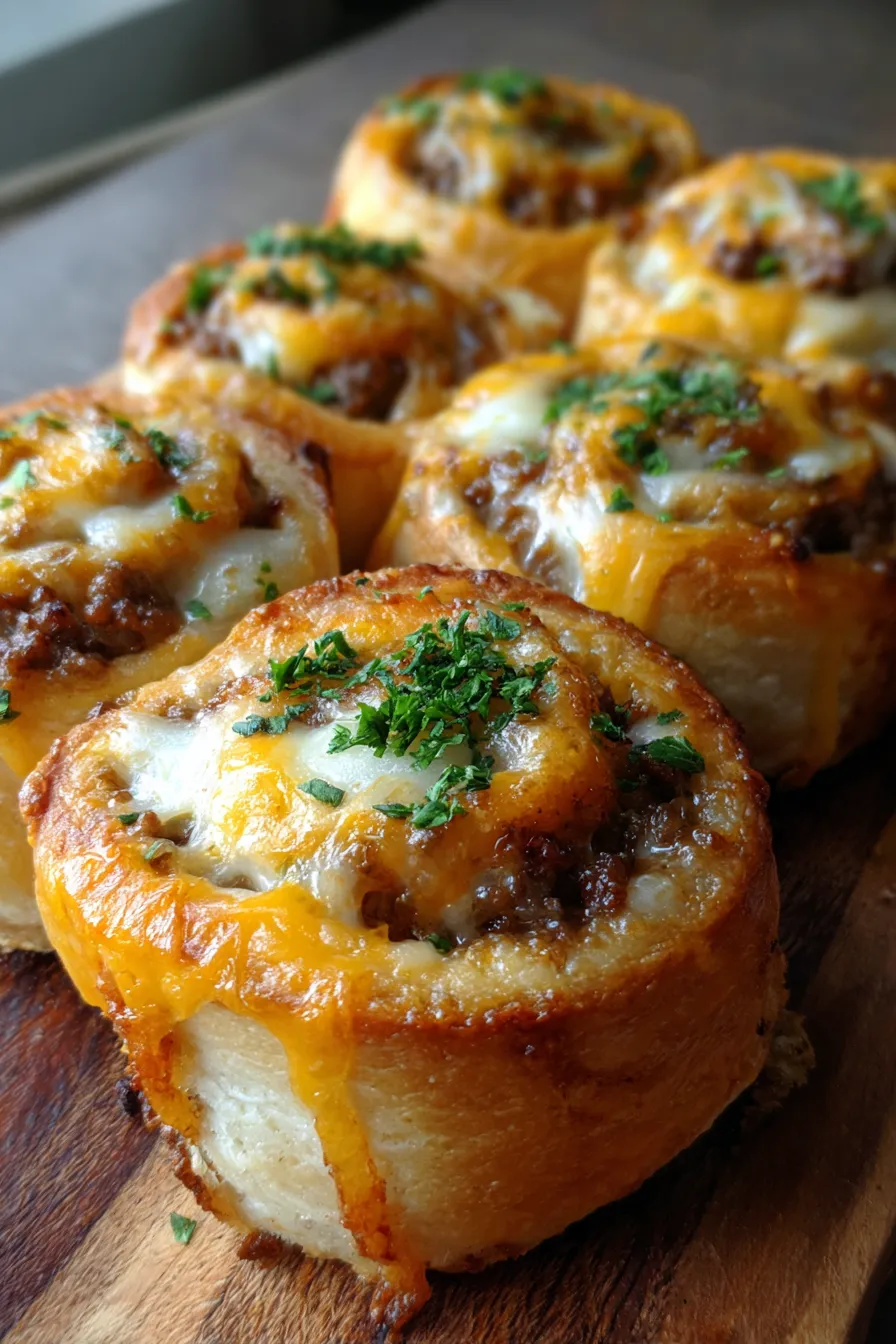 Melted Cheese Rollups-savory filling-detail