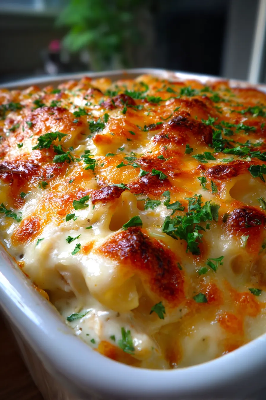 Million Dollar Chicken Casserole (One Pan)-easy-dinner-overhead