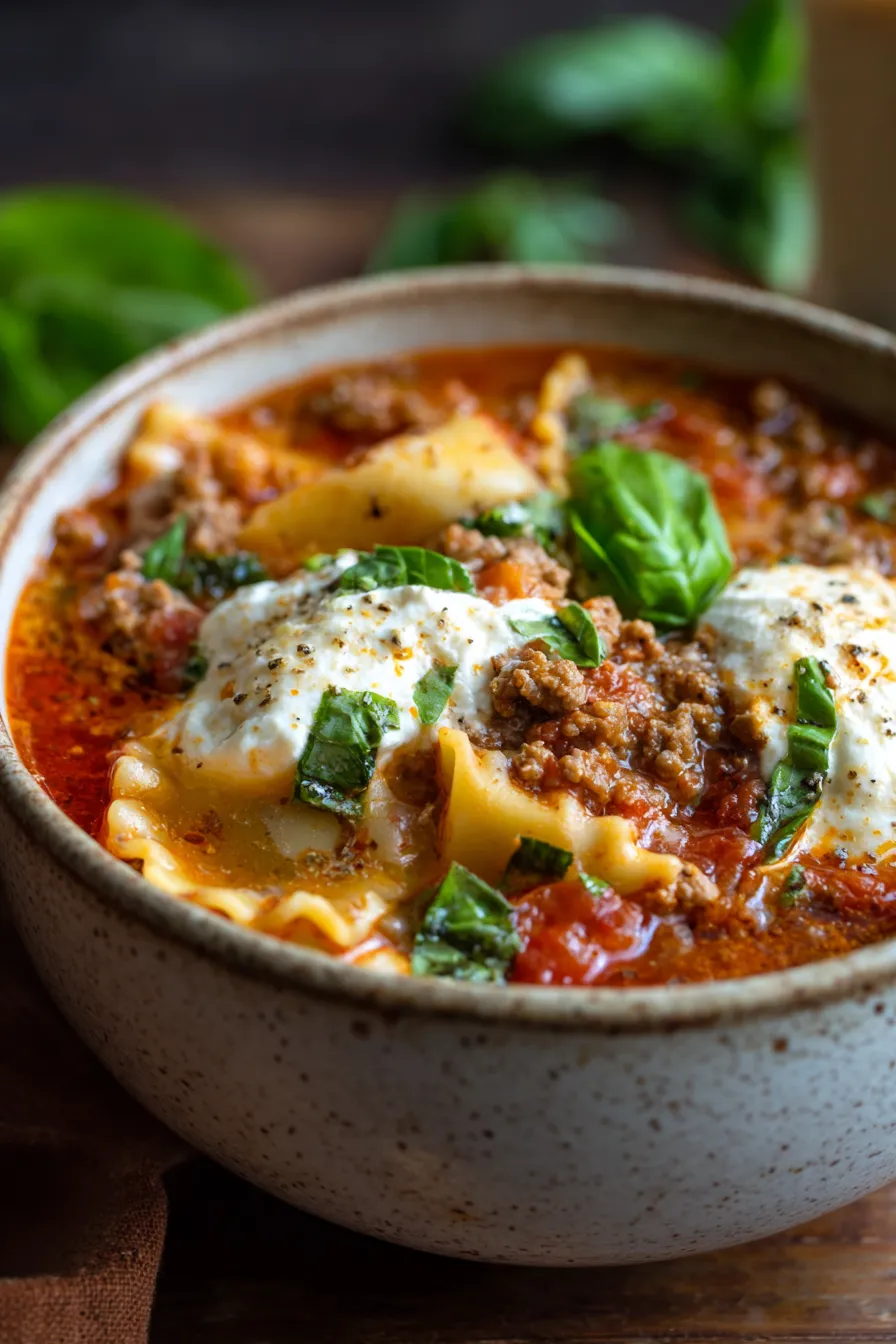 One-Pot Lasagna Soup with Ground Beef and Cheese-ingredients-prep