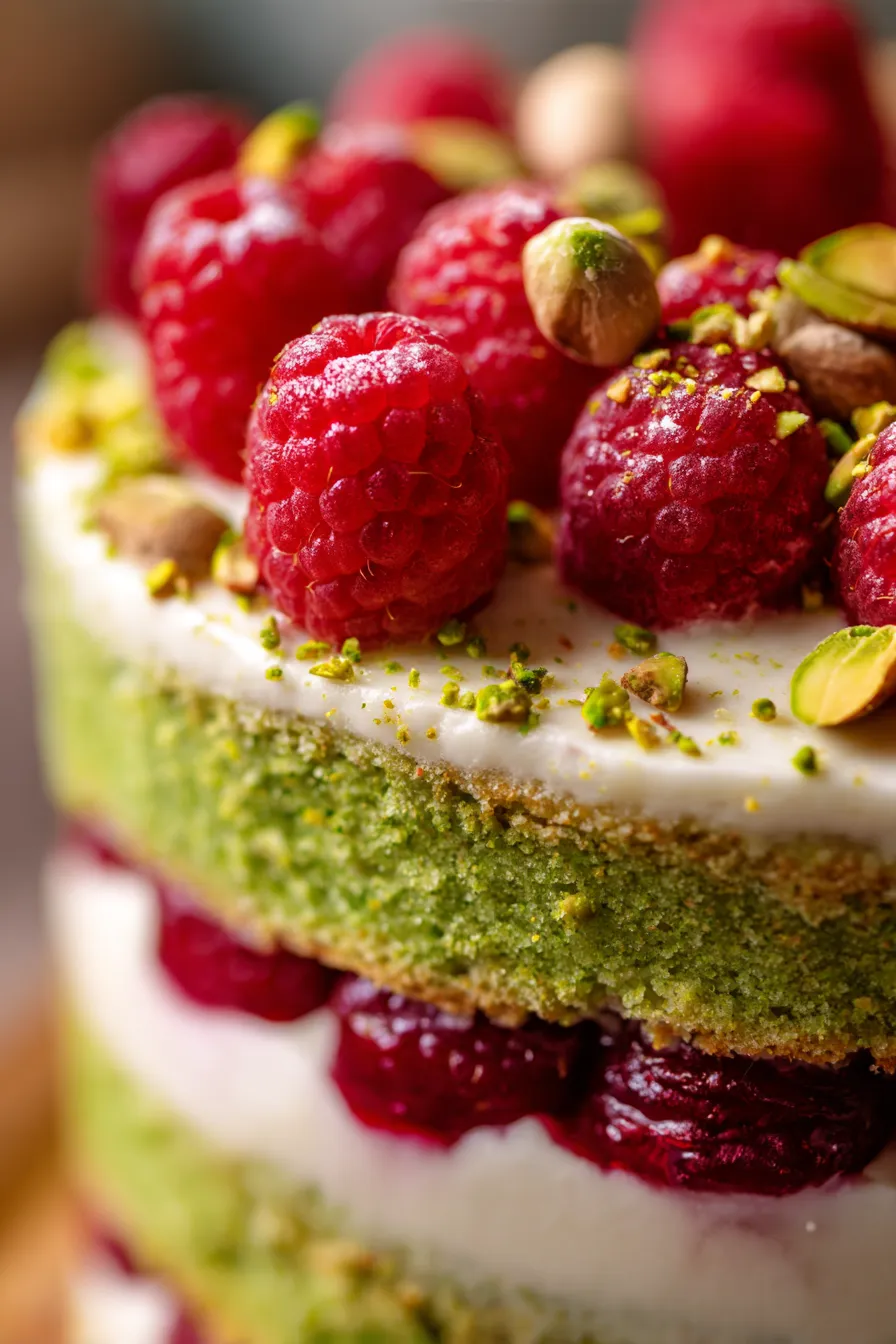 Pistachio Raspberry Cake-ingredients-flatlay