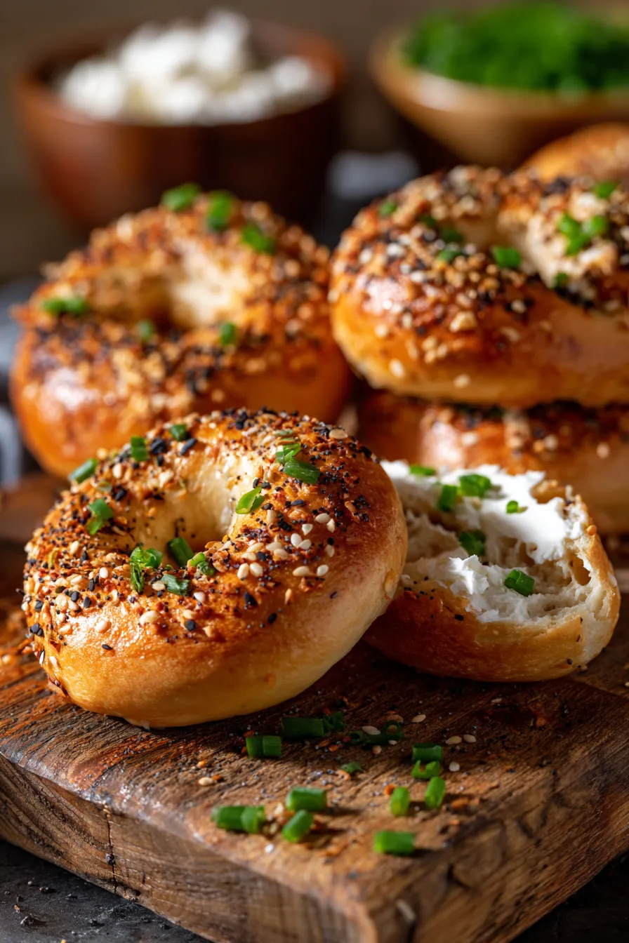 Protein Bagels ingredients overhead shot
