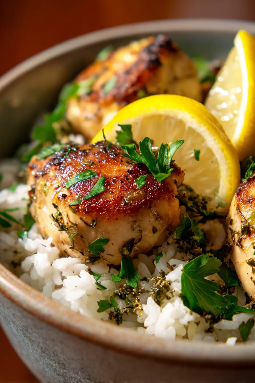 Slow Cooker Lemon Herb Chicken and Rice-garnished-fresh