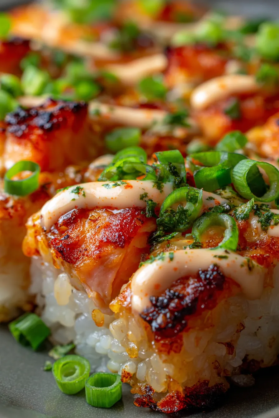 Spicy Salmon Sushi Bake, ingredients preparation, mixing bowl, side view