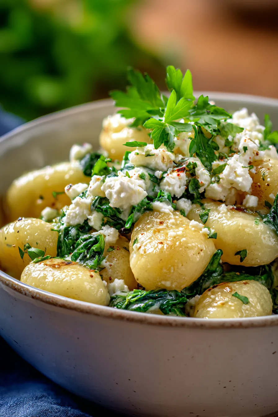 Spinach Feta Gnocchi-ingredients-flat lay