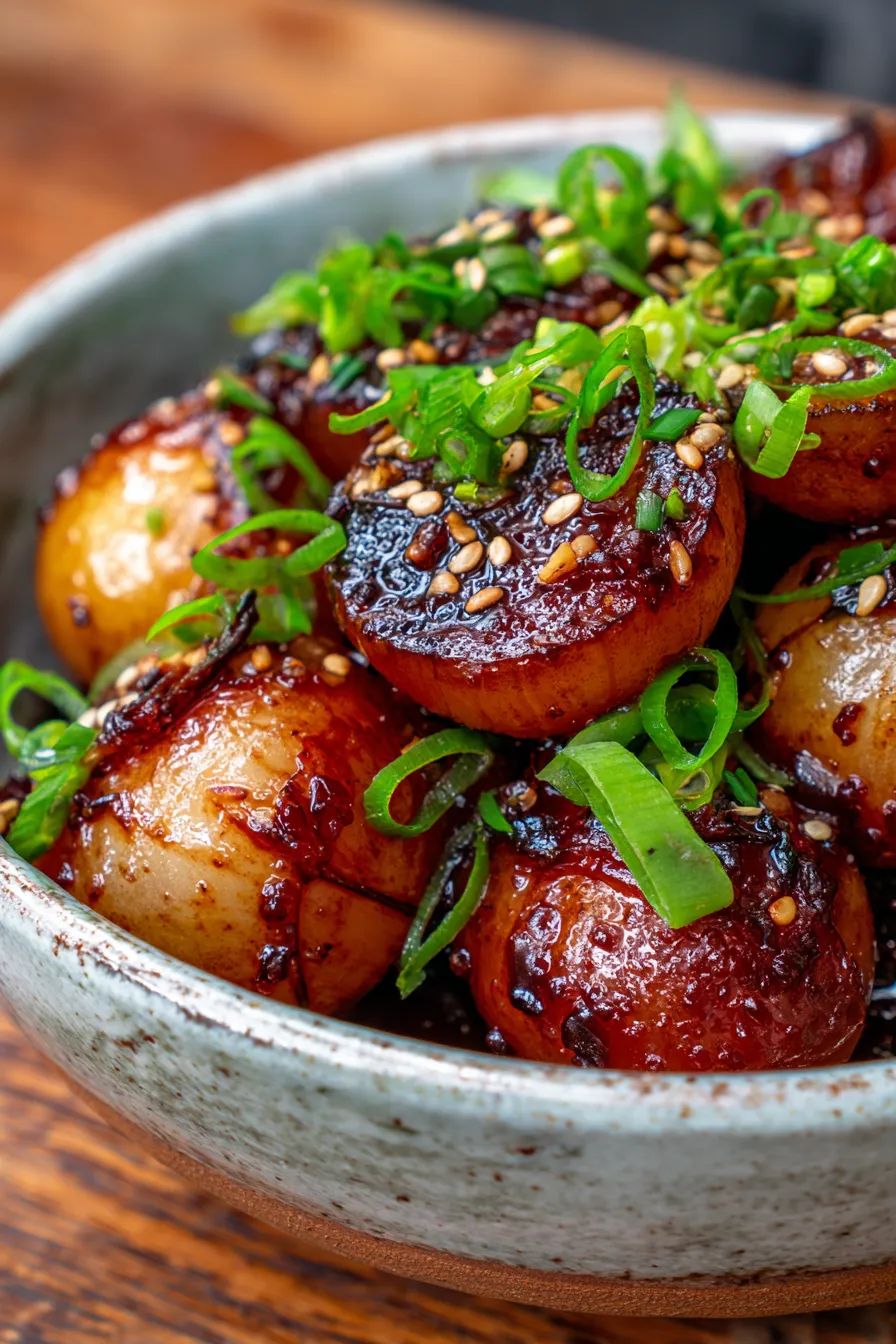 Sticky Teriyaki Whole Onion Boil-caramelized-texture