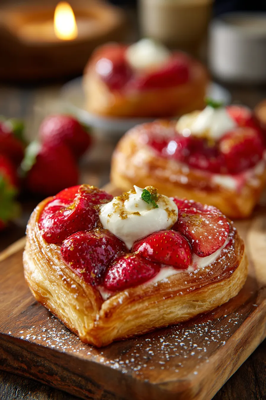 Strawberry Cream Cheese Heart Danishes-close-up-filling-texture