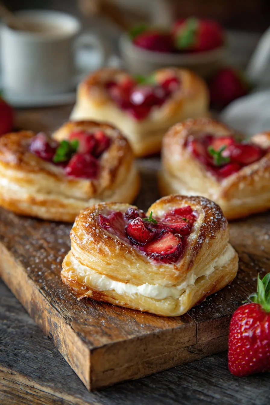 Strawberry Cream Cheese Heart Danishes-ingredients-assembly-process