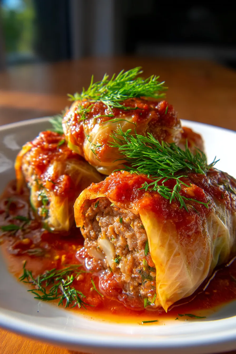 Stuffed Cabbage Rolls-texture-closeup-serving