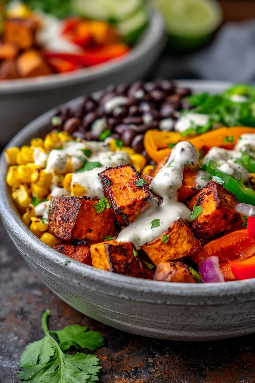 sweet potato taco bowls-assembly-process
