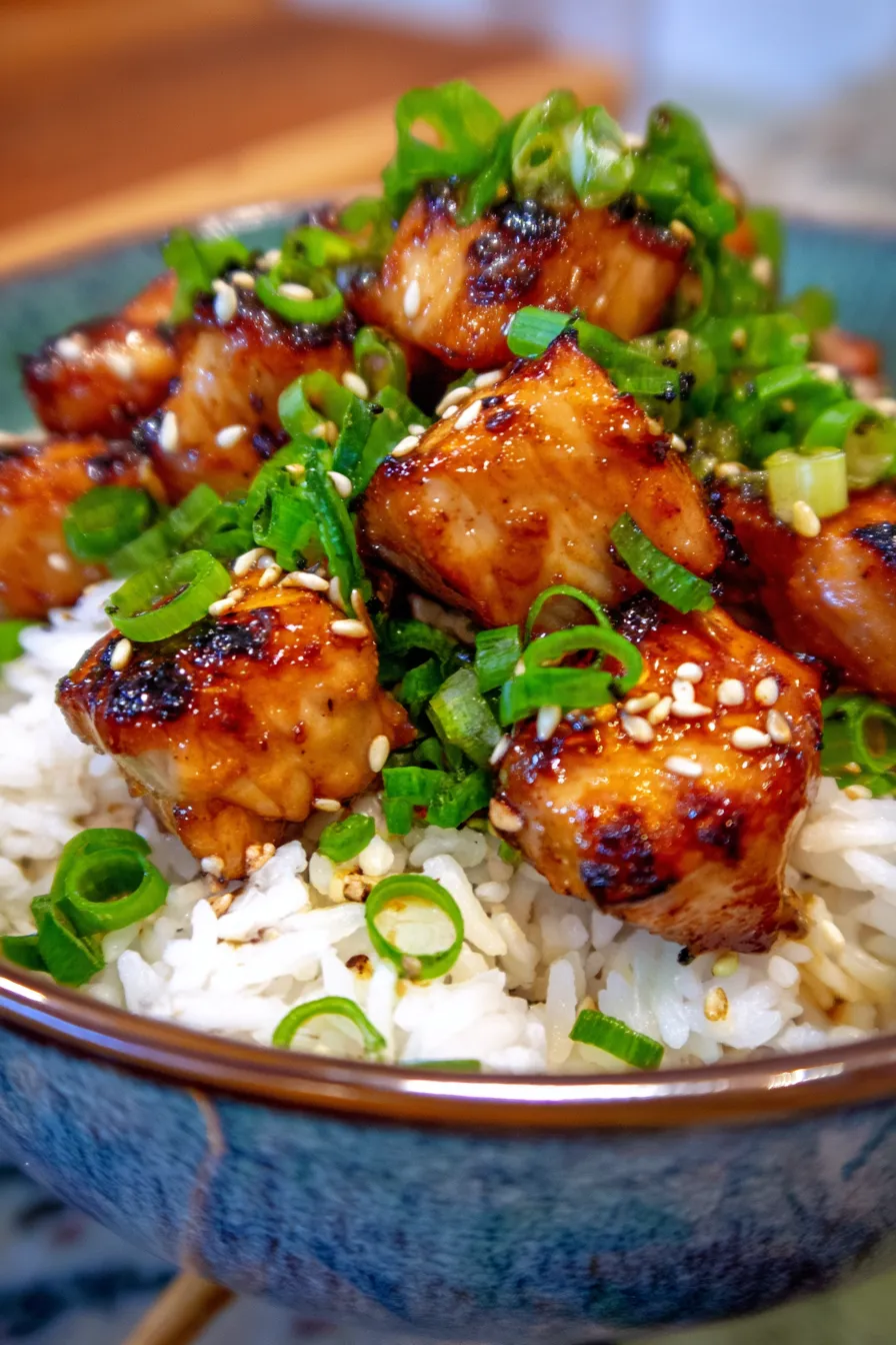 Teriyaki Chicken Rice Bowl-chicken-closeup