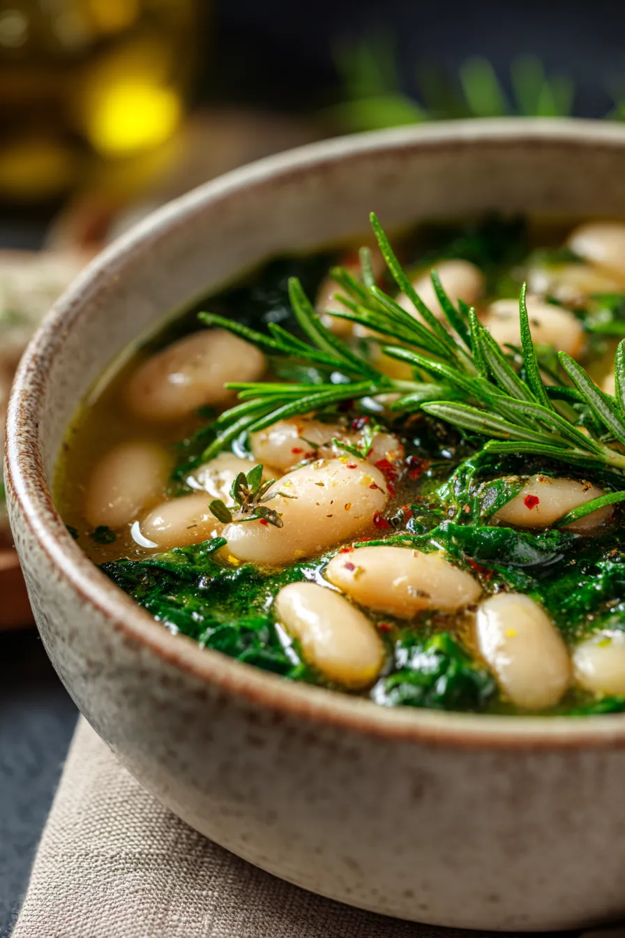 Tuscan White Bean Soup with Garlic and Herbs-serving-bowl