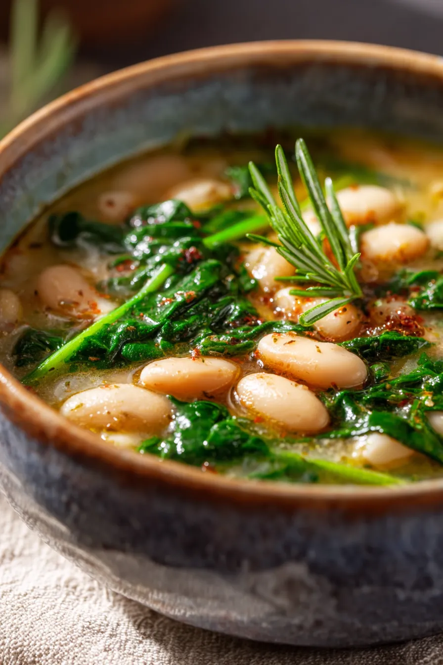 Tuscan White Bean Soup with Garlic and Herbs-texture-closeup