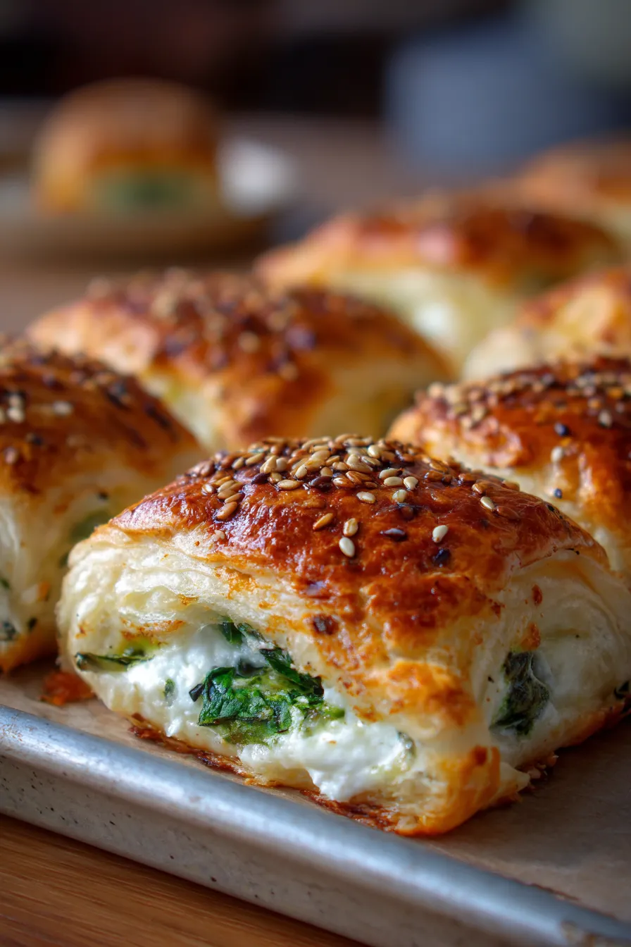 Cheese and Spinach Stuffed Pastry-filling-closeup