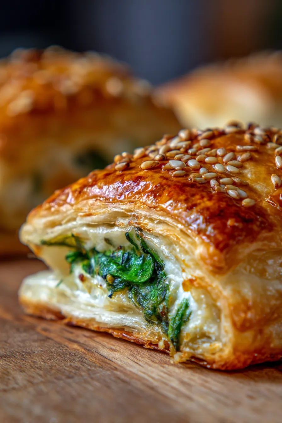 Cheese and Spinach Stuffed Pastry-on-platter