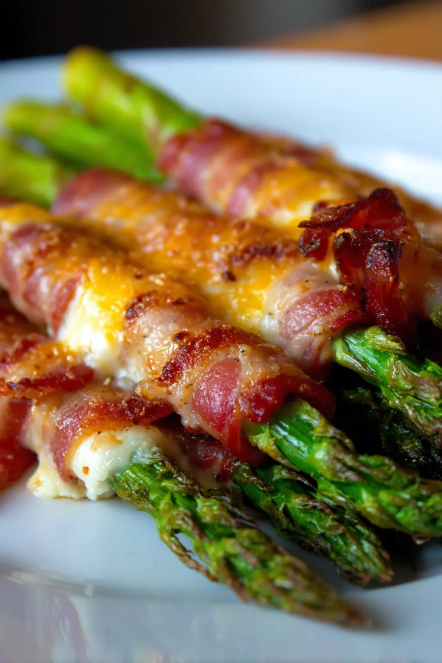 Cheesy Baked Asparagus with Bacon-serving-dish