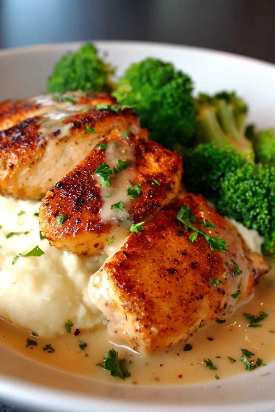 Chicken and Gravy (Stovetop Recipe)-easy-dinner-plated