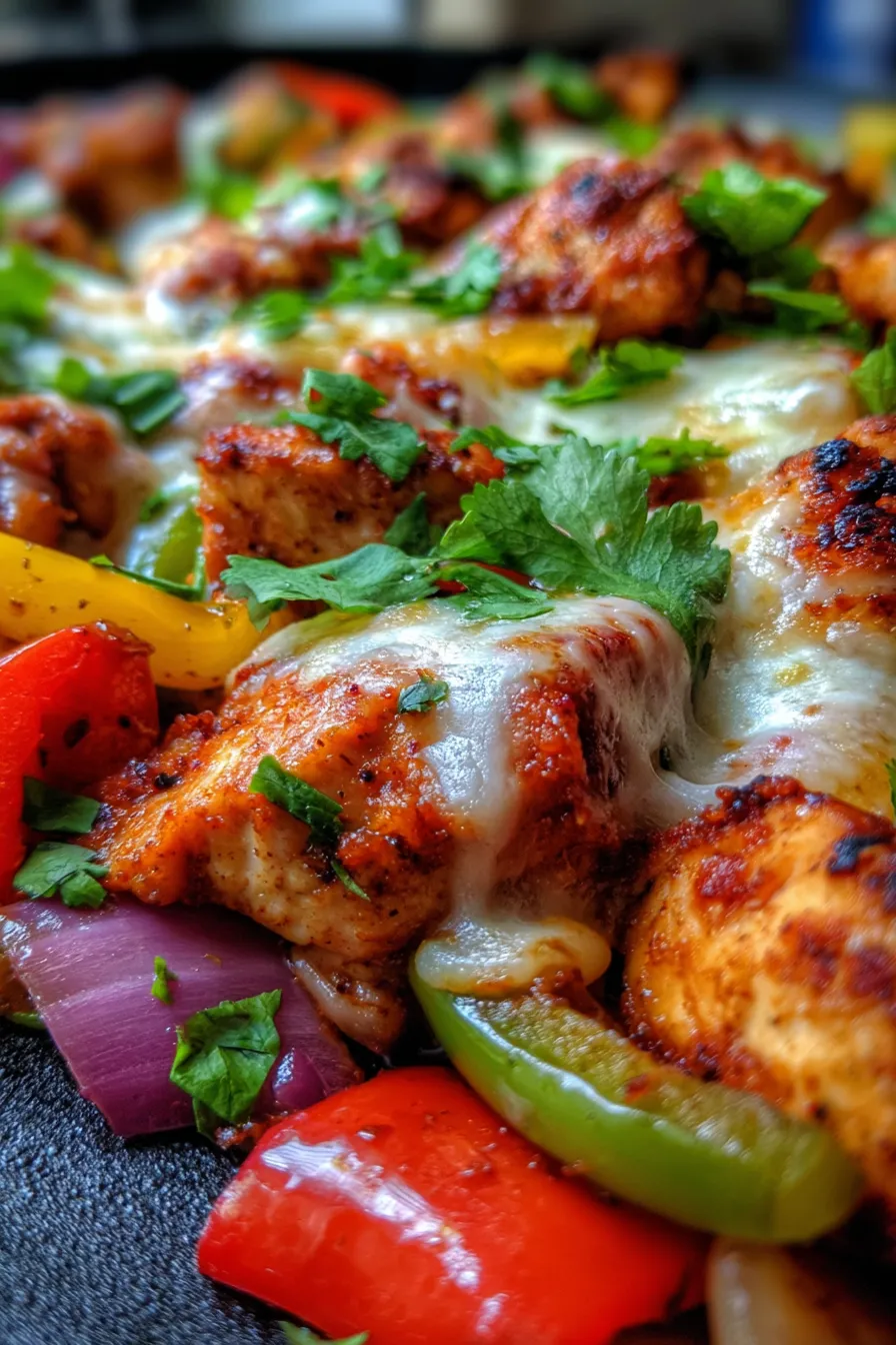 Chicken Fajita Casserole (One Pan)-serving-spoon-hot