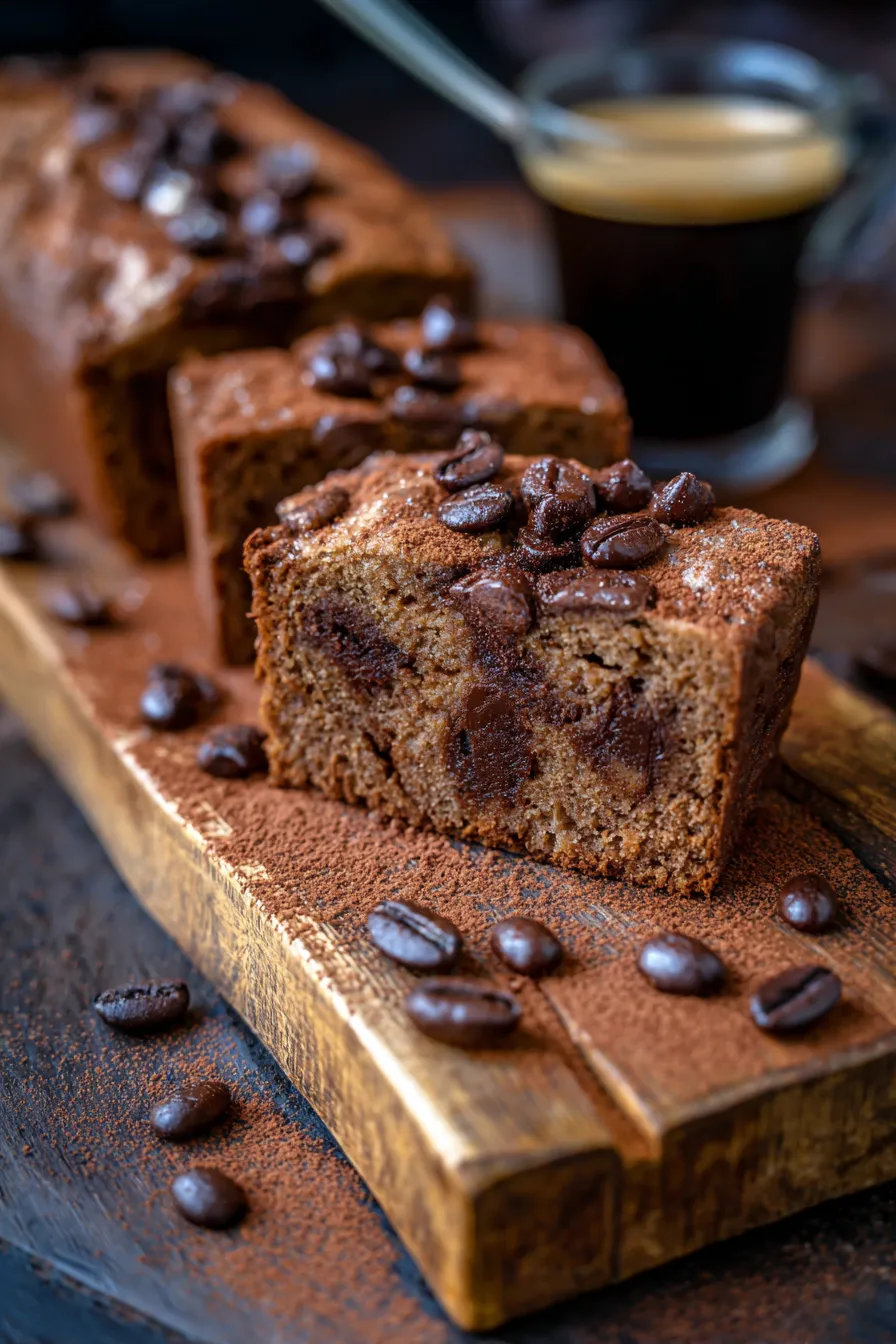 Chocolate Espresso Banana Bread-warm-slice