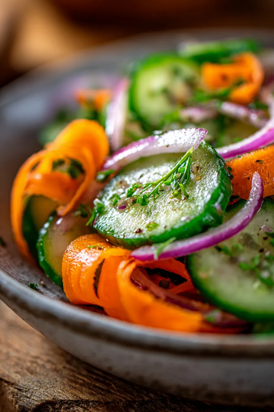 Cucumber Carrot Salad-vibrant-texture-closeup