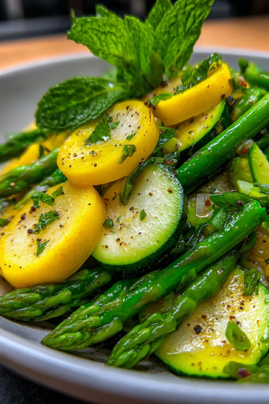 Healthy Asparagus with Zucchini and Squash-serving-bowl