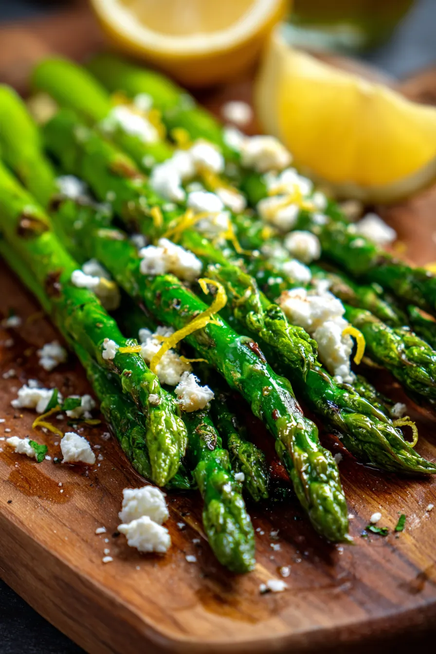 Lemon and Feta Grilled Asparagus-serving-platter-vibrant