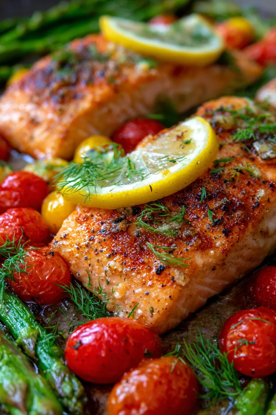 Lemon Garlic Butter Salmon texture close-up