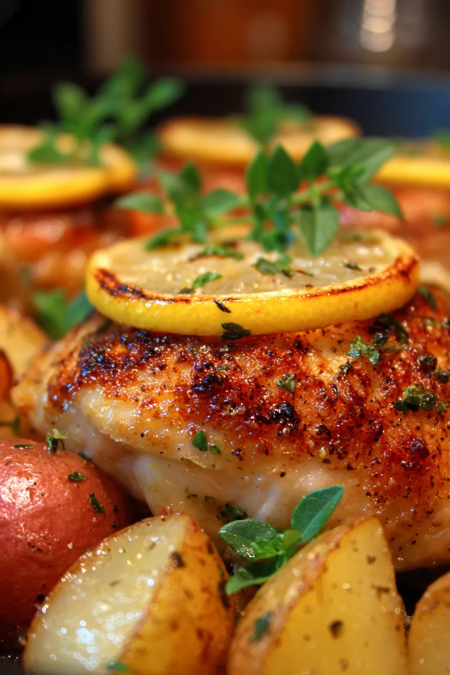 Mediterranean chicken-family style-potatoes