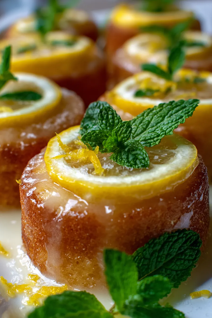 Mini Lemon Drop Cakes-glaze-drip