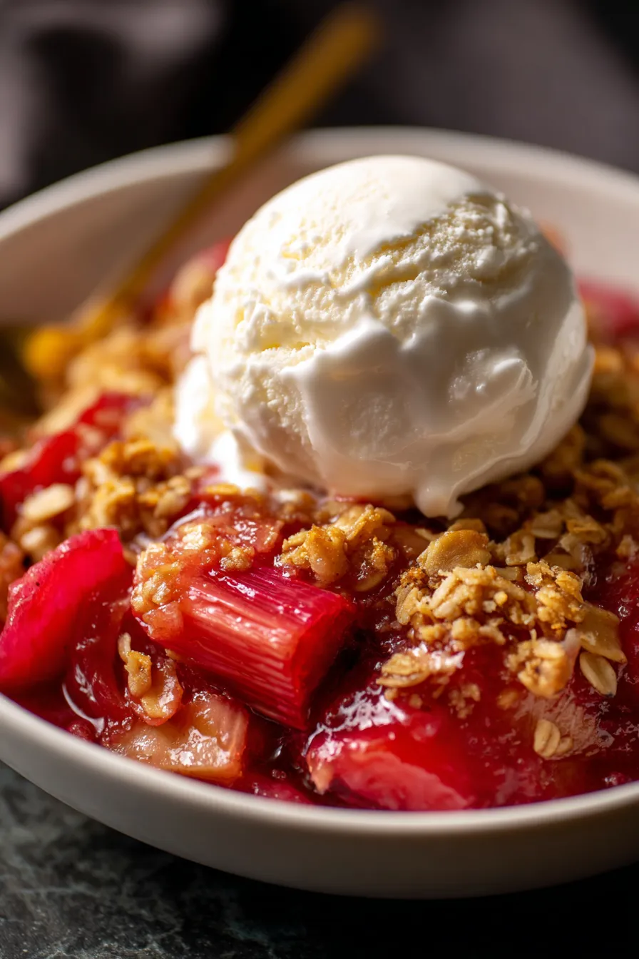 Rhubarb Crisp - ingredients - flat lay