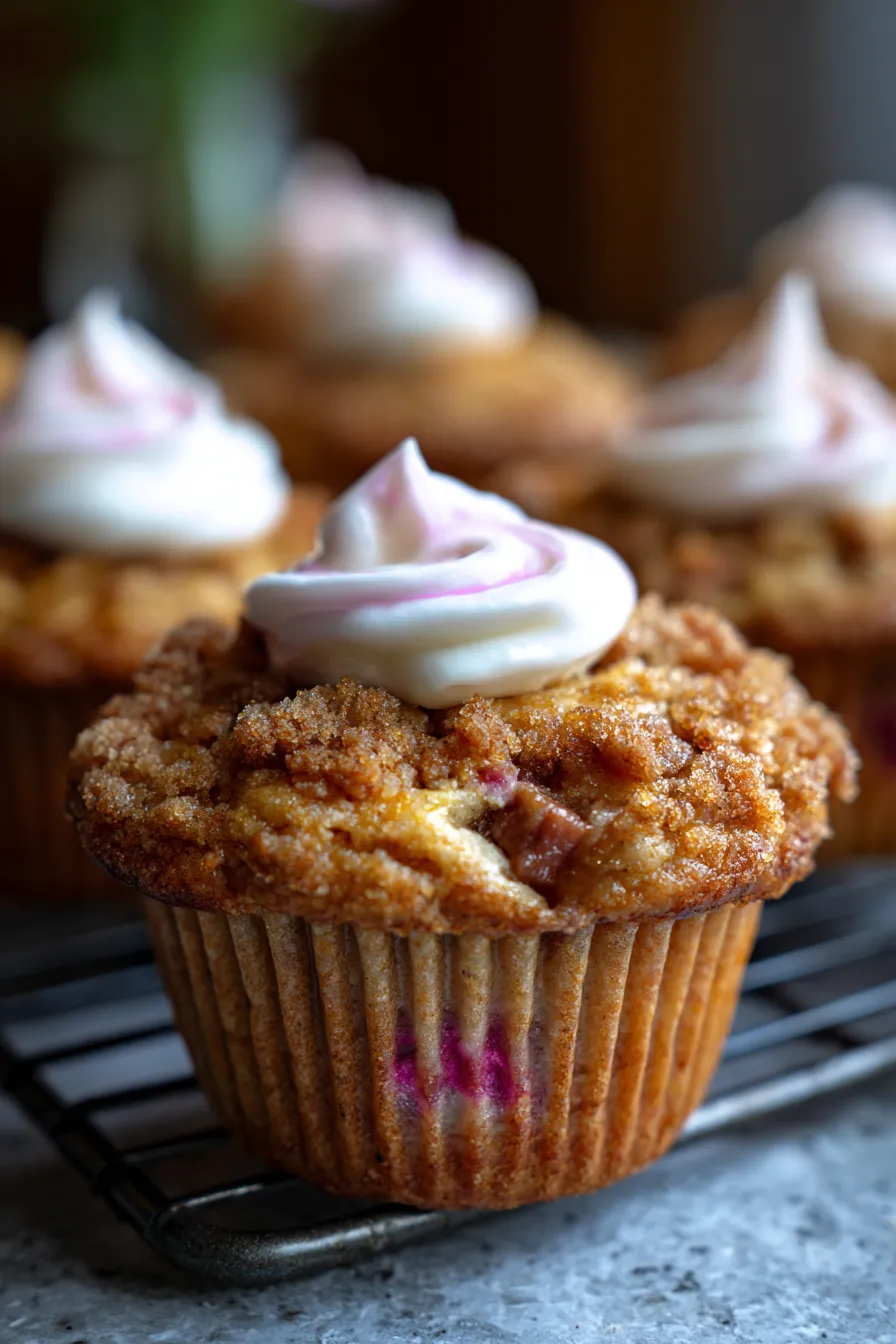 Rhubarb Muffins with Greek Yogurt-freshly baked-golden brown