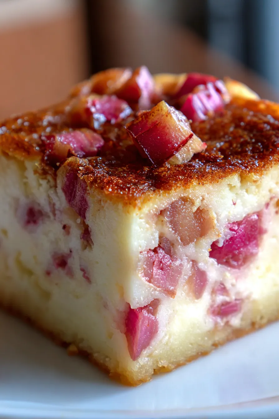 Rhubarb Pudding Cake-overhead-dish