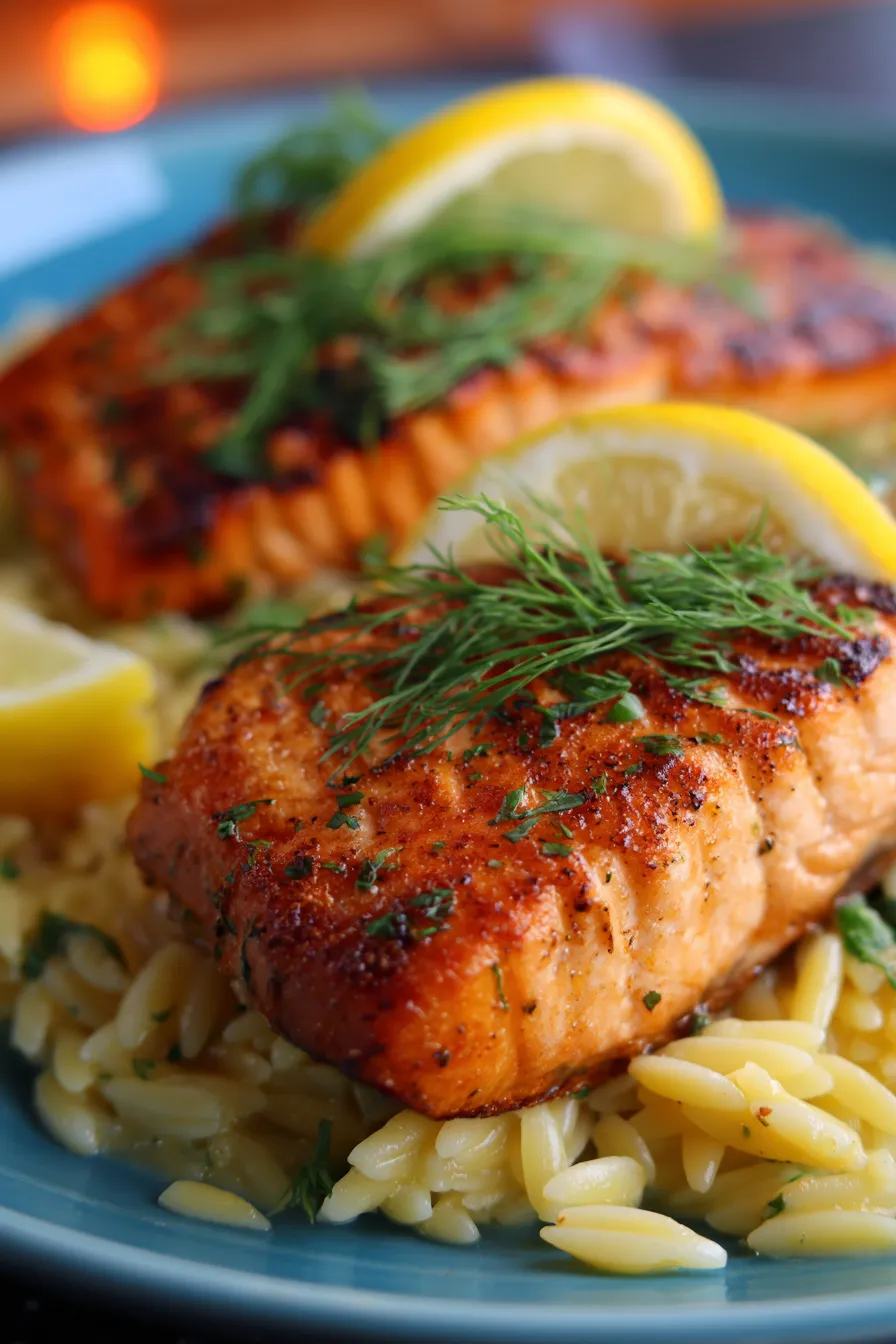 Salmon with Lemon Orzo Skillet-fresh-ingredients