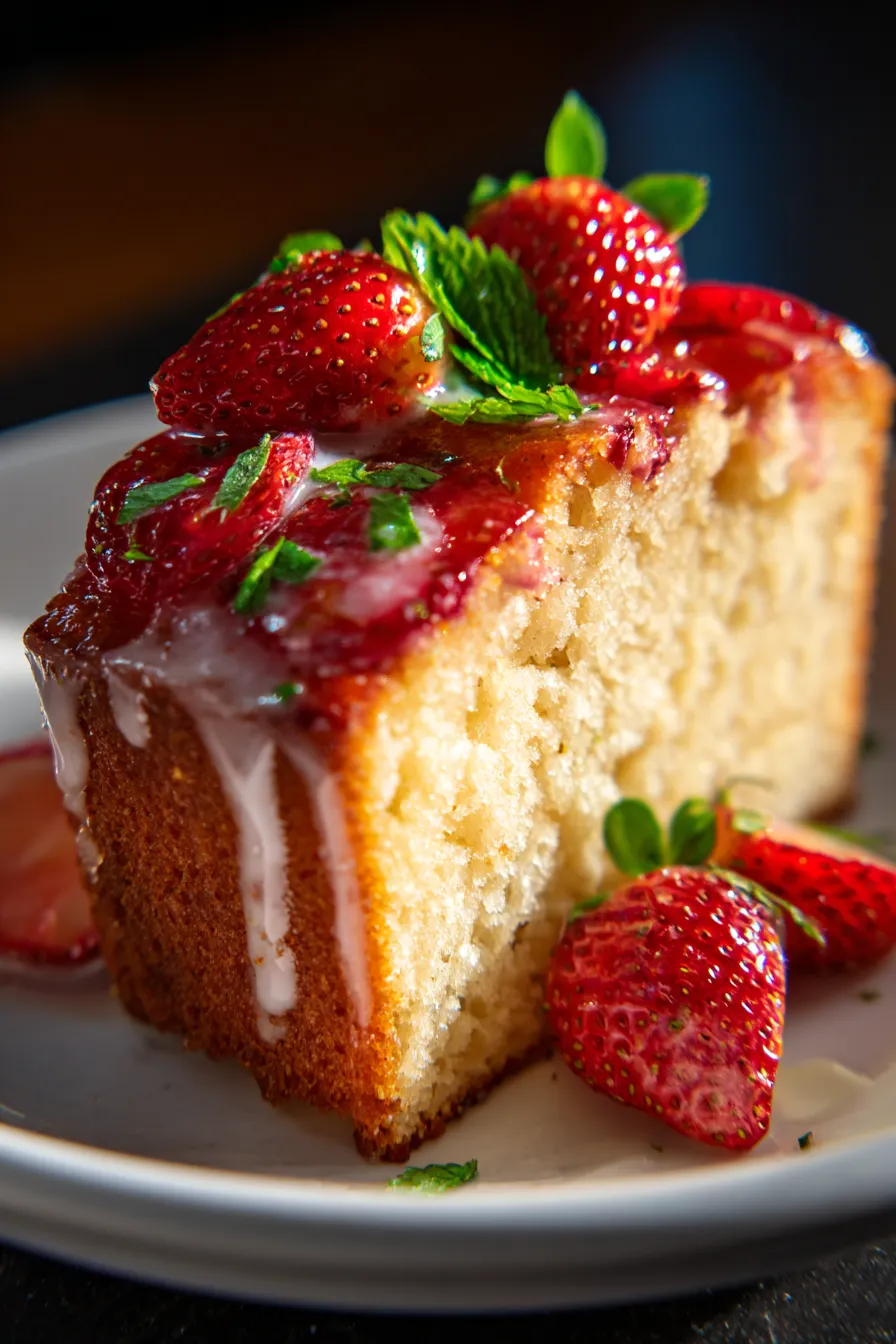 strawberry pound cake texture close-up