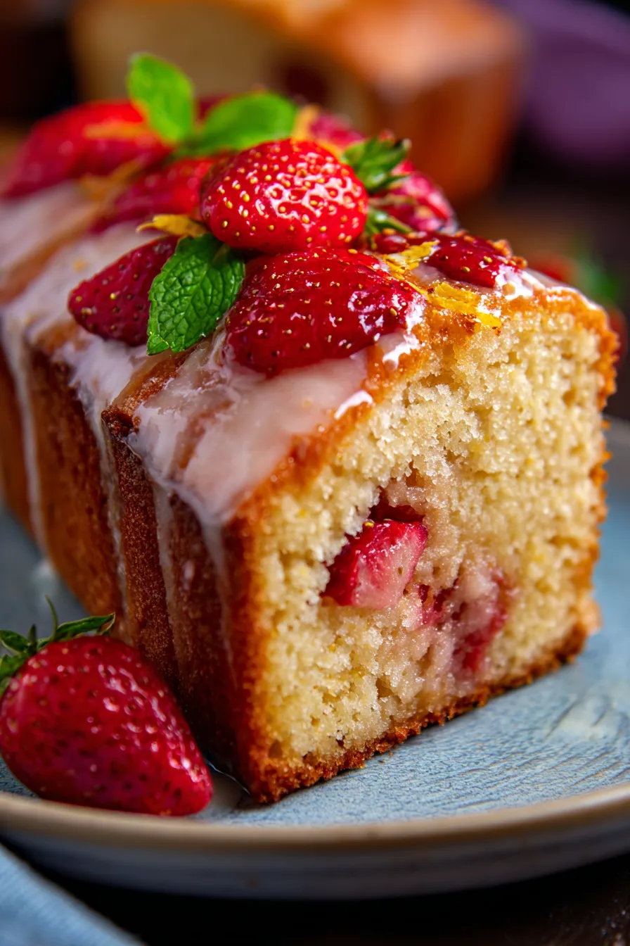 strawberry pound cake top view