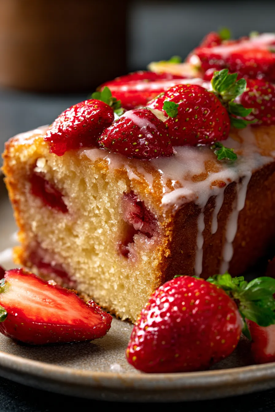 strawberry pound cake with glaze