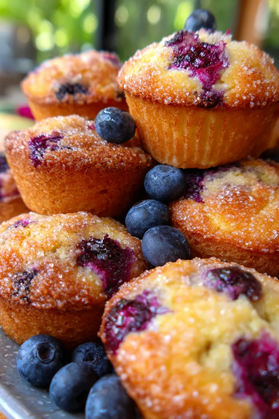 warm blueberry muffins closeup